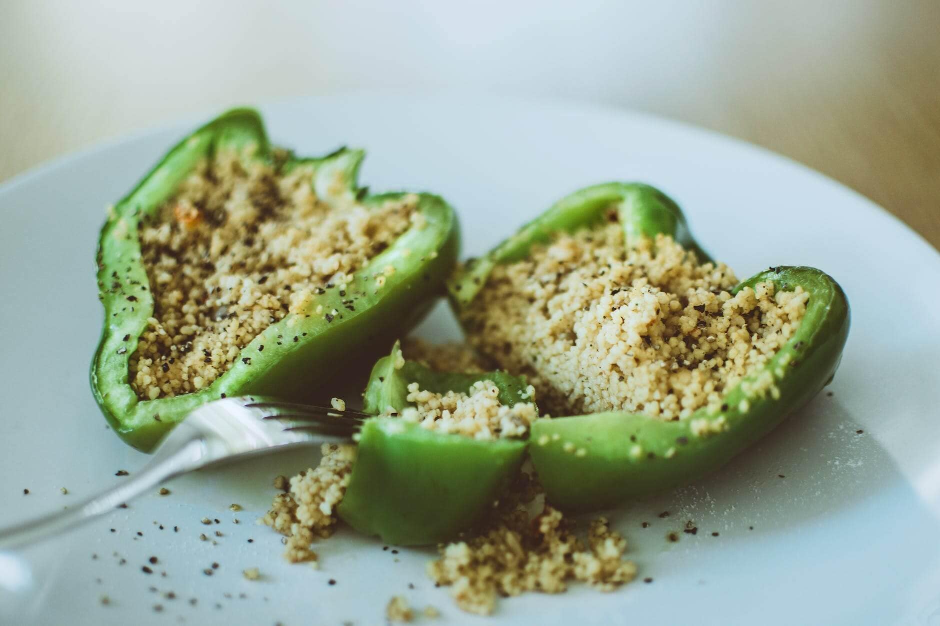 green bell pepper stuffed with couscous