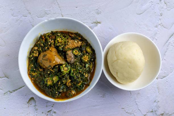 soups in Nigerian, okra Soup and Semo