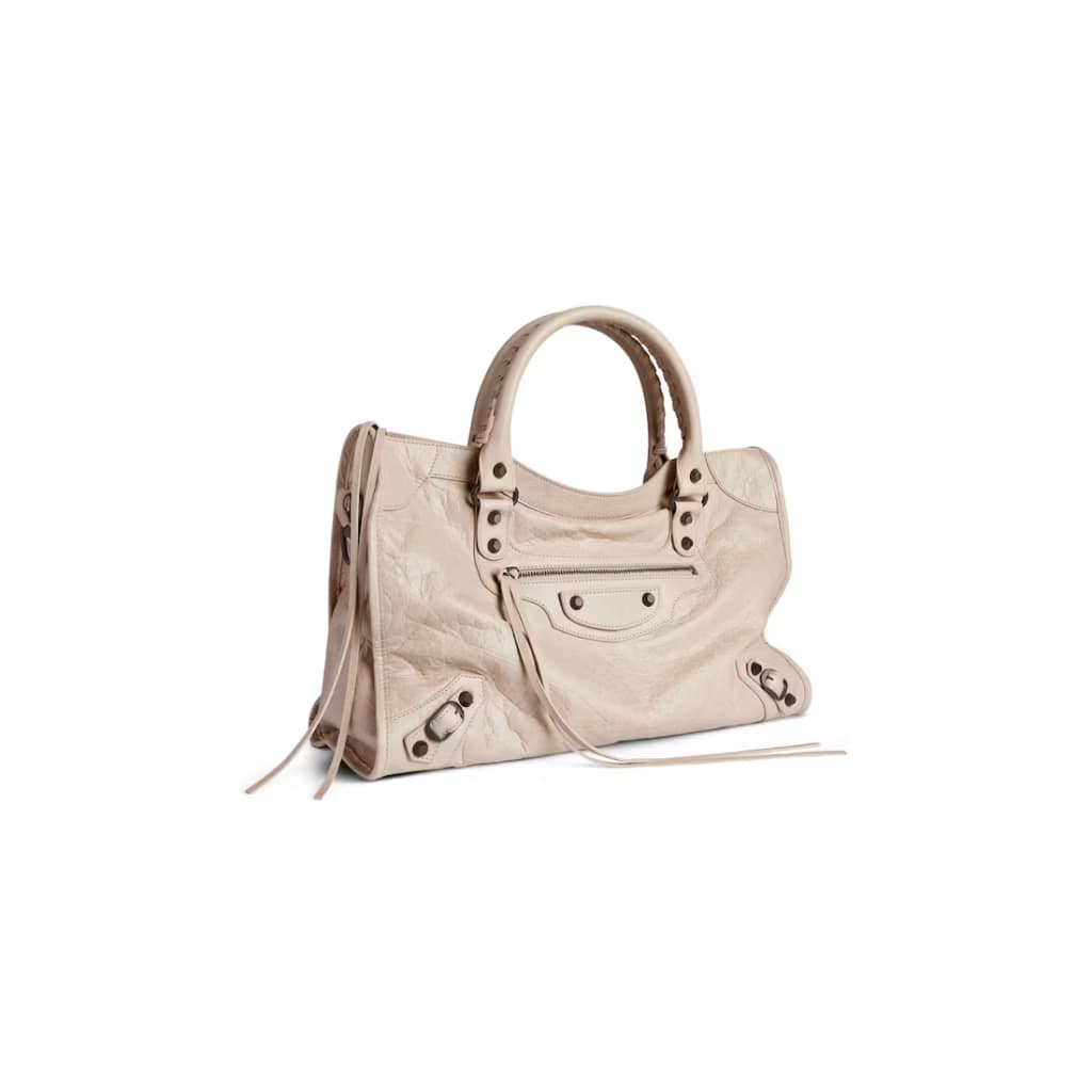 Le City Medium Bag in almond Arena Storico lambskin, brass hardware