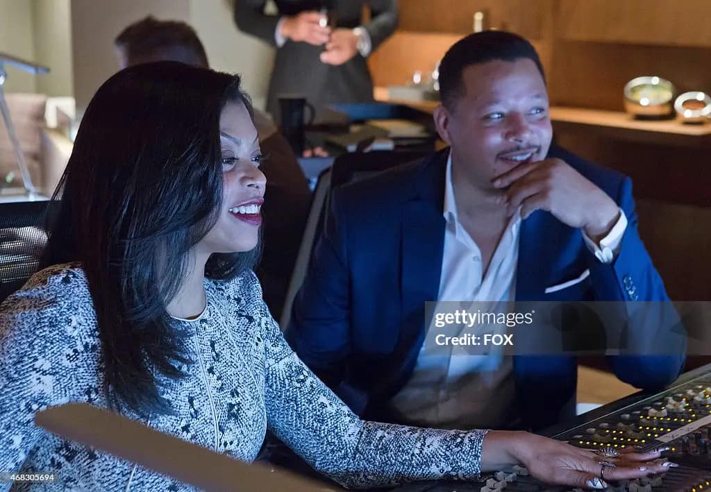 EMPIRE: Cookie (Taraji P. Henson, L) and Lucious (Terrence Howard, R) produce an album in the "The Lyon's Roar" episode of EMPIRE airing Wednesday, Feb. 25 (9:01-10:00 PM ET/PT) on FOX. (Photo by FOX Image Collection via Getty Images)
