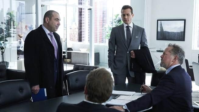 awyer Harvey Specter and his team, which includes Donna Paulsen, Louis Litt, and Alex Williams